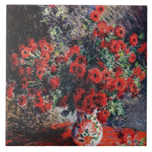 Vintage Claude Monet Red Chrysanthemum