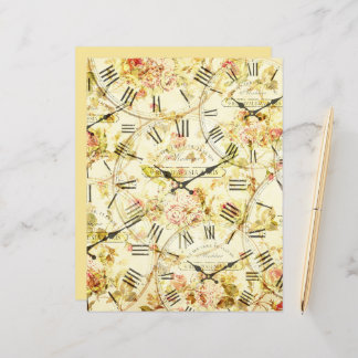 Vintage Clocks Collage Scrapbook Paper