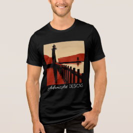Vintage Coastal Lighthouse Silhouette Retro Art