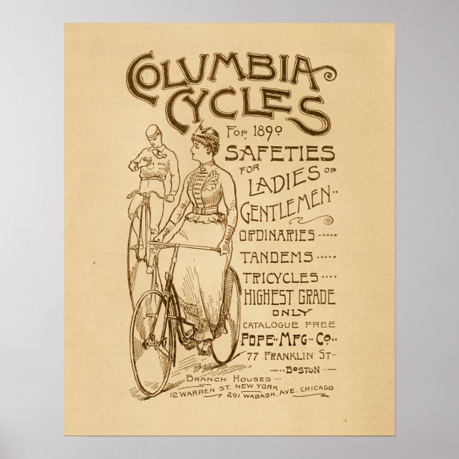 Vintage Columbia Safety Bicicletas Ad Art Poster (Frente)