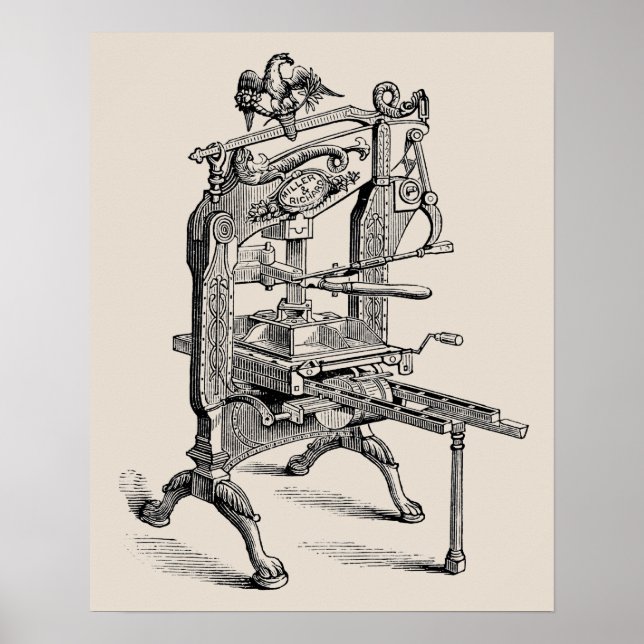 Vintage Columbian letterpress handpress poster (Frente)