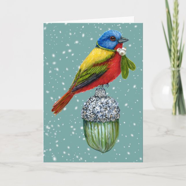 Vintage com cartão de férias de bunting pintado (Frente)