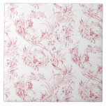 Vintage com fantasia floral francesa toile-pink<br><div class="desc">Elegante vintage do século 19,  padrão de toile rosa-em-branco adaptado a partir de um desenho francês na coleção Smithsonian com flores,  folhas e vinhas fantásticas com cupido,  guerreiro-indígenas e figuras humanas.</div>