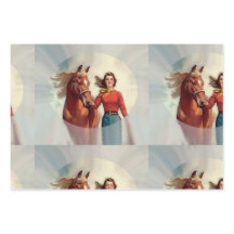 Vintage Conjunto de papel de embrulho equestre