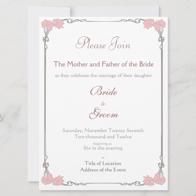 Vintage - convite do casamento de Nouveau da arte (Frente)