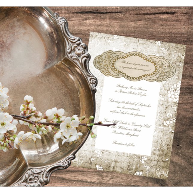 Vintage - Convites De Casamento Floral (Criador carregado)
