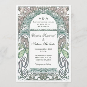 Vintage - Convites de Casamento Floral IV (Púrpur