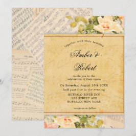 Vintage - Convites Musicais De Casamento Floral