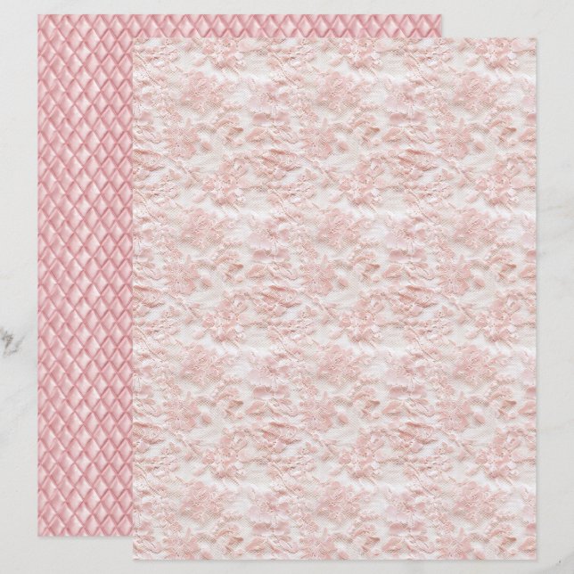 Vintage Coquette Floral Lace Scrapbook Paper (Frente/Verso)