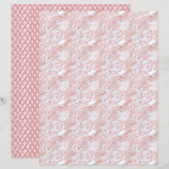Vintage Coquette Floral Lace Scrapbook Paper (Frente/Verso)