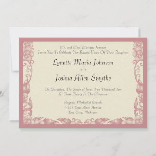 Vintage Coral Rosa Ivory Cream Convites para Casam