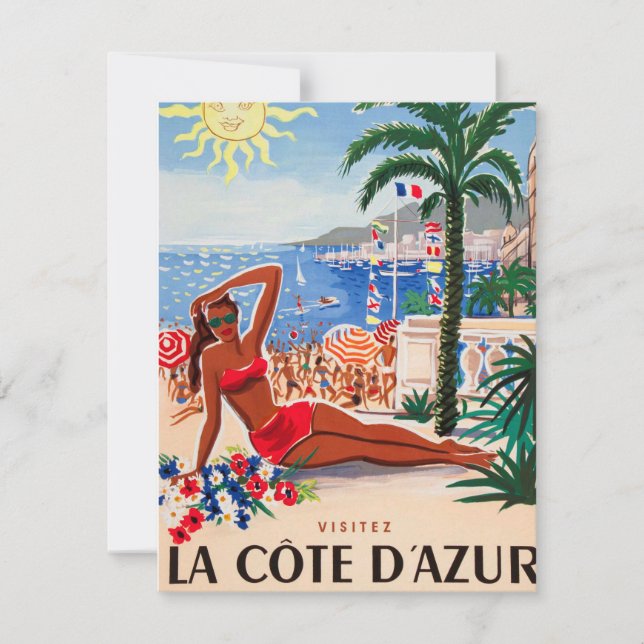 Vintage Cote D'Azur Beach Girl (Frente)