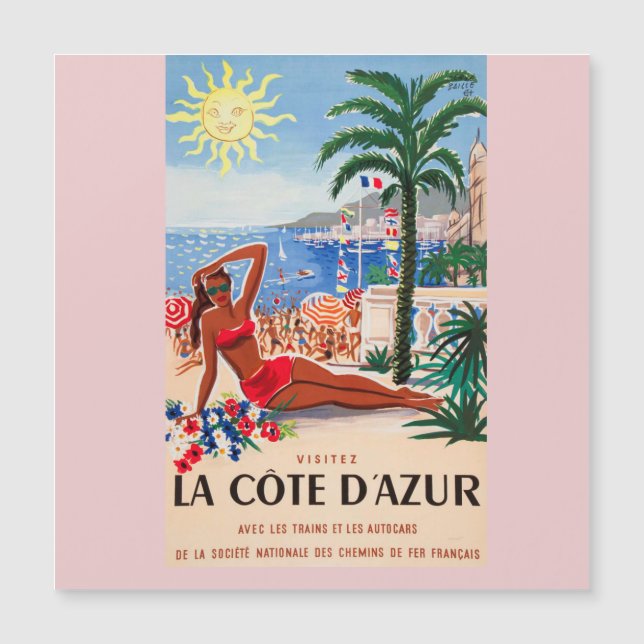 Vintage Cote D'Azur Beach Girl (Frente)
