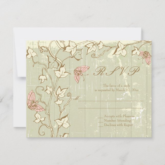 Vintage country rustic creme casamento RSVP respos (Frente)
