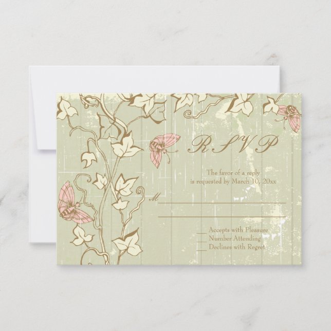 Vintage country rustic creme casamento RSVP respos (Frente)