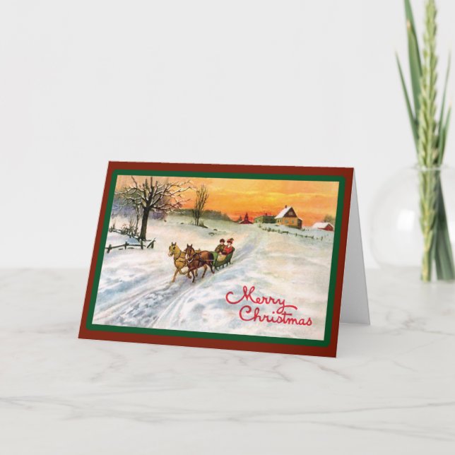 Vintage Country Sleigh Ride - Um Cartão (Frente)
