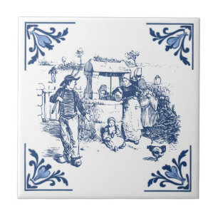 Vintage Country Water well Delft Blue and White