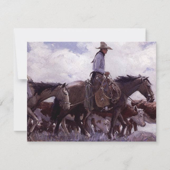 Vintage Cowboy com seu gado de Koerner (Frente)