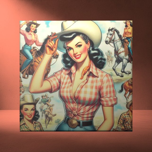 Vintage Cowgirl Ilustração Invisível (Criador carregado)