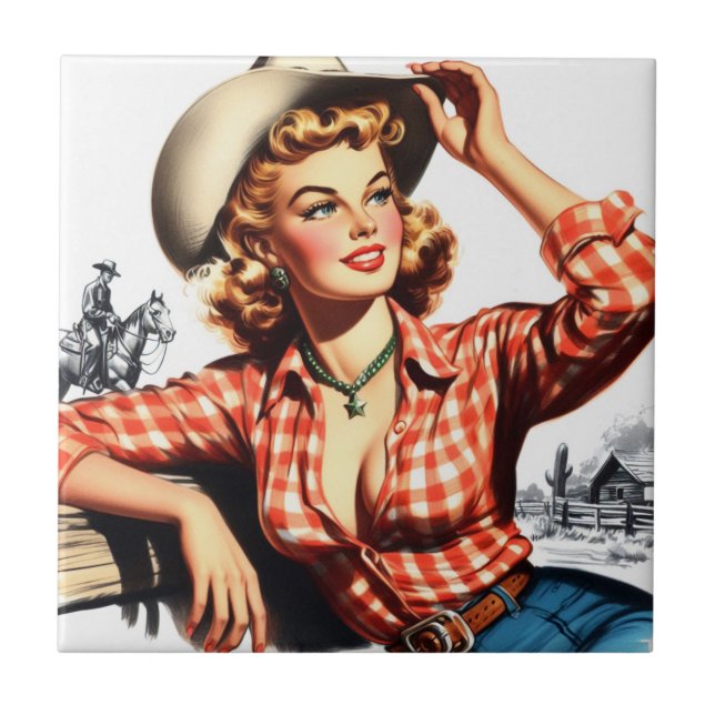 Vintage Cowgirl Pin Up (Frente)