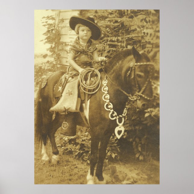 VINTAGE COWGIRL POSTER OCIDENTAL IMPRESSÃO (Frente)