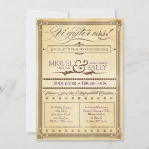 Vintage Cream & Brown - Convite para Casamento Sue