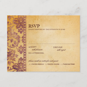 Vintage Cream e Casamento tema damasco Lilac RSVP