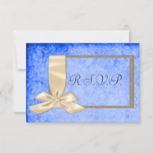 Vintage Cream Ribbon e Blue Weding RSVP