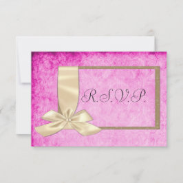 Vintage Cream Ribbon e RSVP de Casamento Rosa