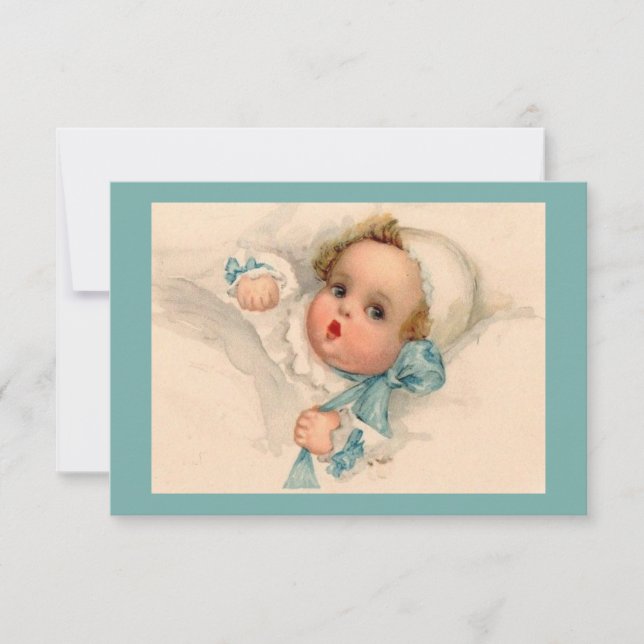 Vintage Cute Baby Vestindo Bonnet (Frente)