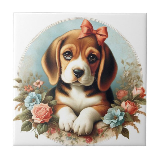 Vintage Cute Beagle Puppy (Frente)