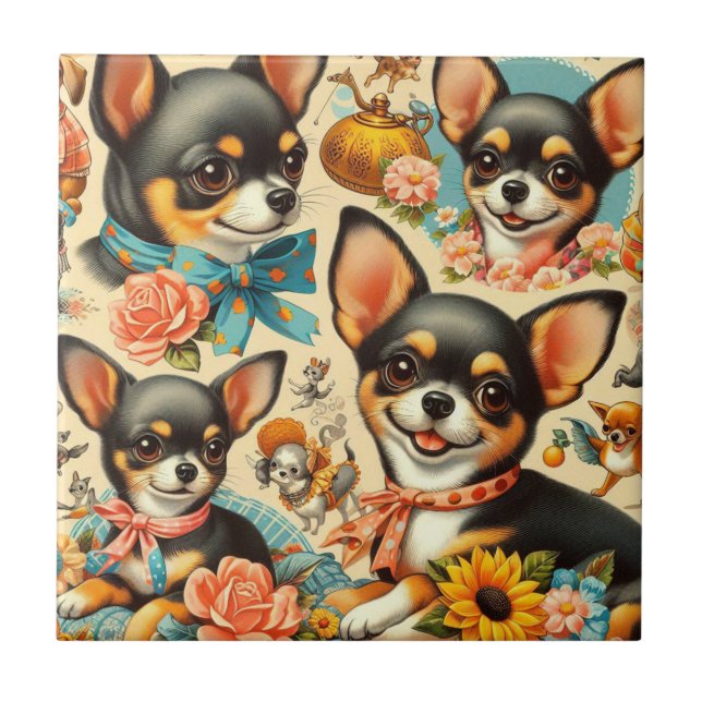 Vintage Cute Seamless Chihuahua (Frente)
