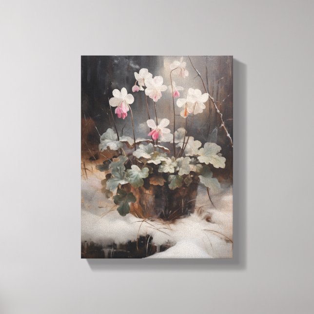 Vintage Cyclamen Stretage Canvas Wall Art (Frente)