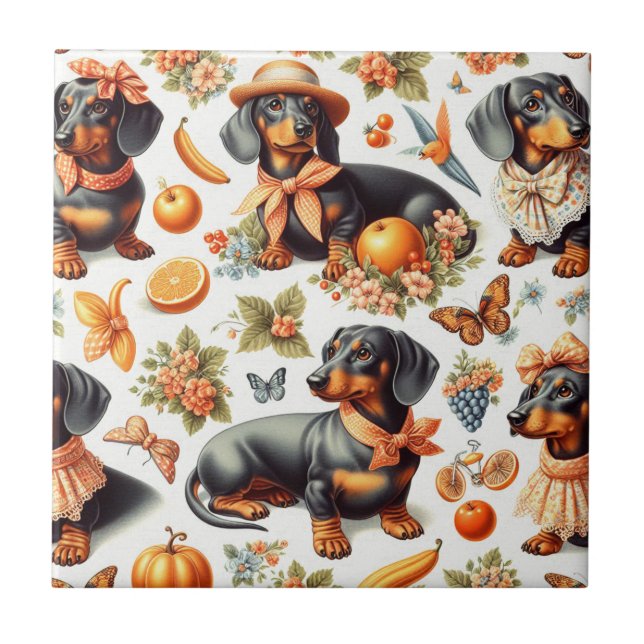 Vintage Dachshund Seamless (Frente)