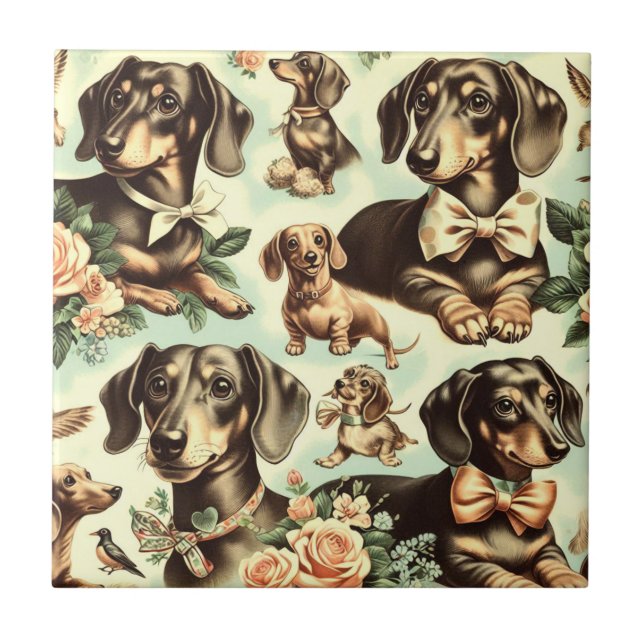 Vintage Dachshund Seamless (Frente)