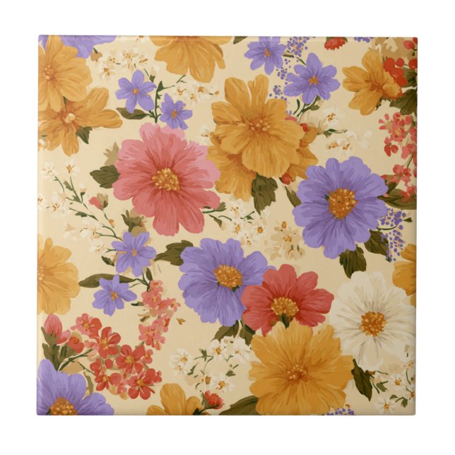 Vintage Daisy Floral Pattern (2) (Frente)