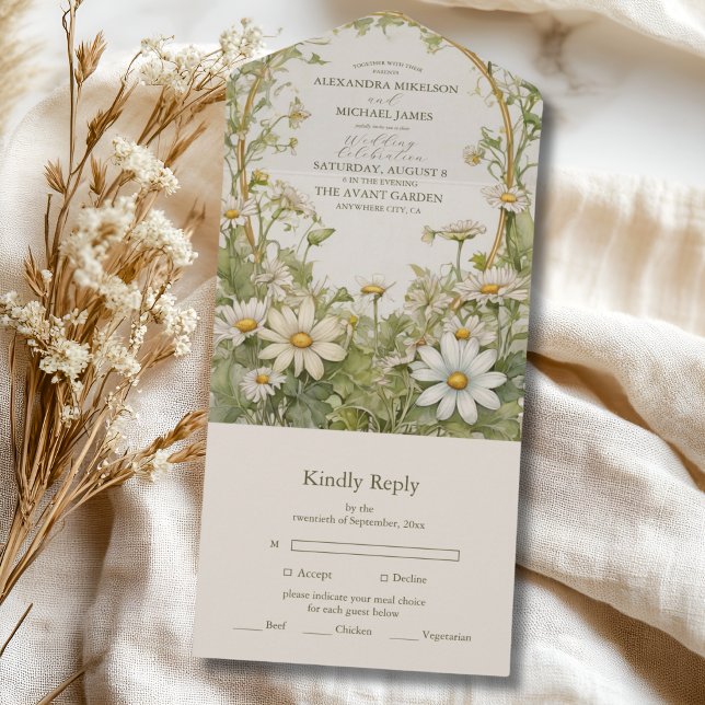 Vintage Daisy Wedding Art Nouveau (Criador carregado)