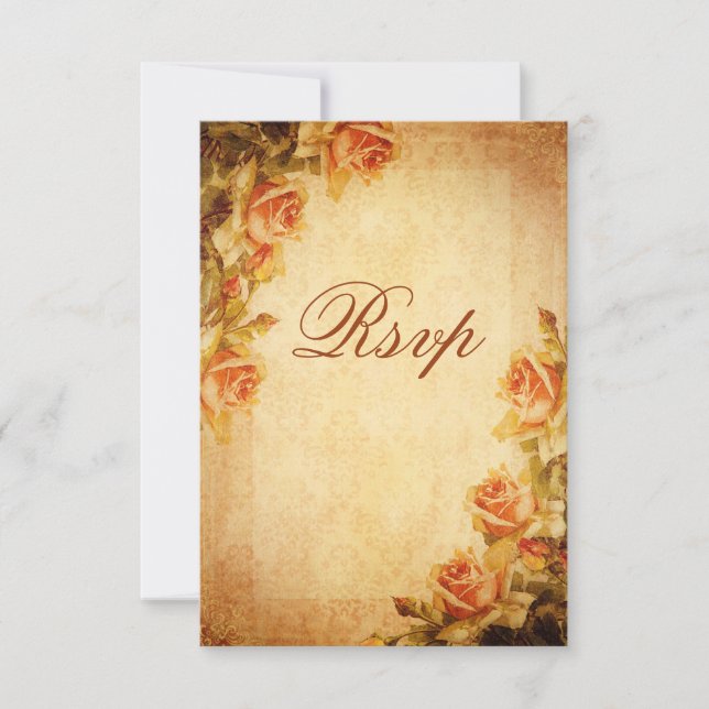 Vintage Damask Chique Peach Rosas RSVP (Frente)