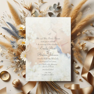 Vintage Damask Foto Casamento Convites
