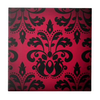 Vintage damask gótico preto e vermelho