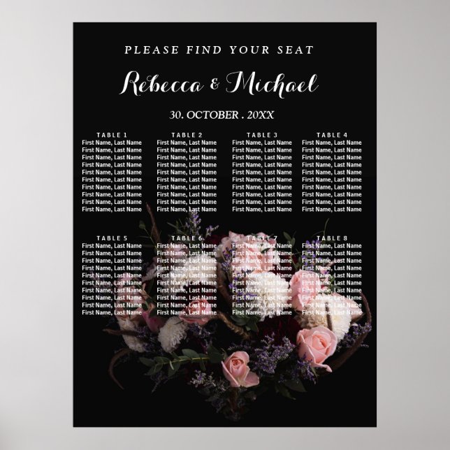 Vintage Dark Floral Poster (Frente)