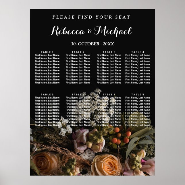 Vintage Dark Floral Poster (Frente)