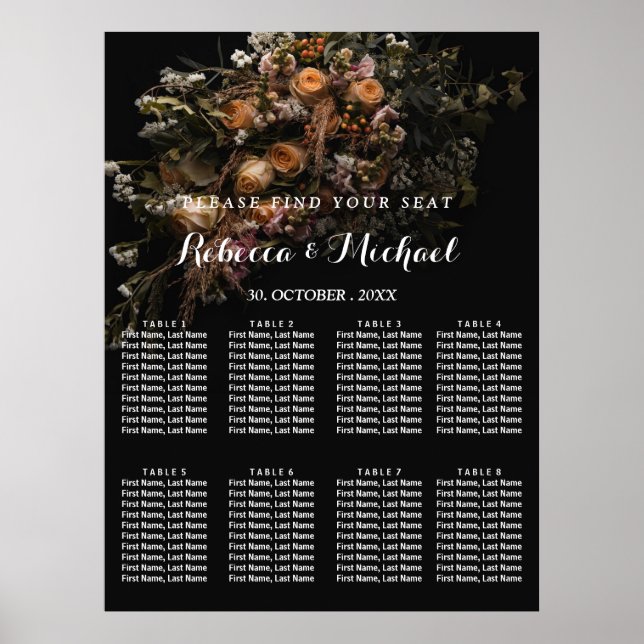 Vintage Dark Floral Poster (Frente)