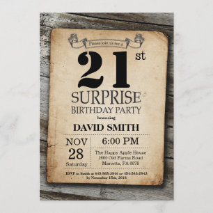 Vintage de convite para aniversário de 21 anos de 