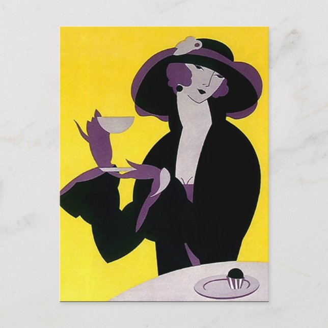 Vintage Deco Tea High Tarde - Cartão postal (Frente)