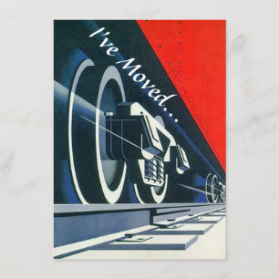 Vintage Deco Train Moveu Novo Anúncio de Endereço