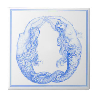 Vintage Delft Blue Art Nouveau Sereids Náuticos