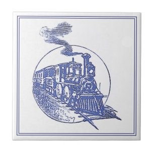 Vintage Delft Blue Steam Engine Locomotive Train