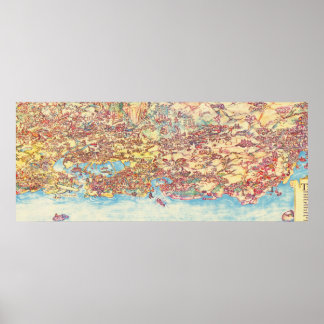 Vintage Detailed Pictorial California Map Poster