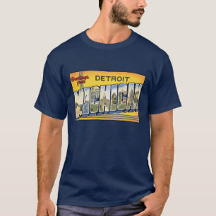Vintage Detroit, MIchigan Postcard Dark Camisetas